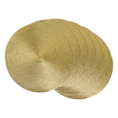 Metallic Goldtone Round Woven Placemats (Set of 6)