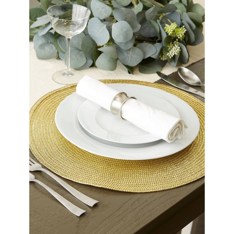 Metallic Goldtone Round Woven Placemats (Set of 6)