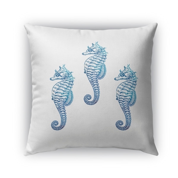 Kavka Designs blue seahorse 3 outdoor pillow By Kavka Designs