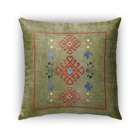 Kavka Designs green; red baize green distressed outdoor pillow with insert
