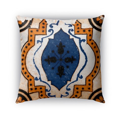 Kavka Designs blue; orange moroccan blue tile outdoor pillow with insert