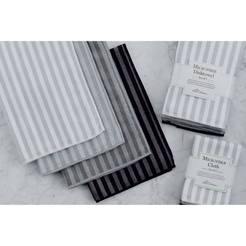 Grey Stripe Microfiber Dishtowel (Set of 4)
