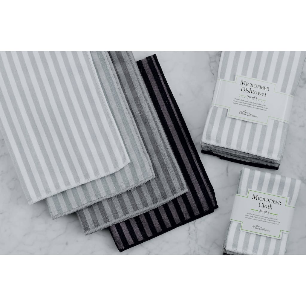 Grey Stripe Microfiber Dishtowel (Set of 4)