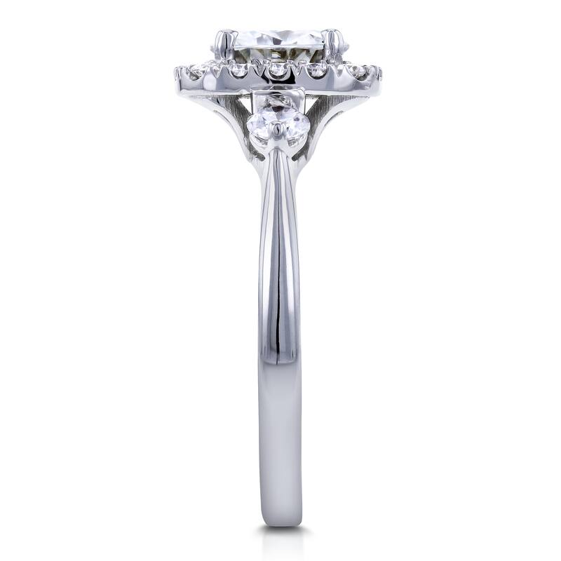 Annello by Kobelli 14k White Gold 1 2/5ct TCW Forever One Colorless (DEF) Moissanite with Diamond Halo Ring