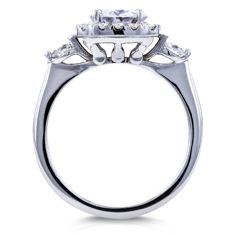 Annello by Kobelli 14k White Gold 1 2/5ct TCW Forever One Colorless (DEF) Moissanite with Diamond Halo Ring
