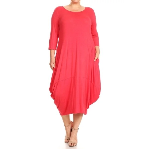 Shop Women's Plus Size Solid Draped Dress - Overstock - 16965509