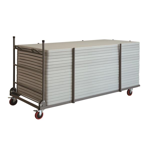 COSCO Commercial 72-inch Rectangular Heavy Duty Blow Mold 20-pack Brown Tables with Trolley Bundle