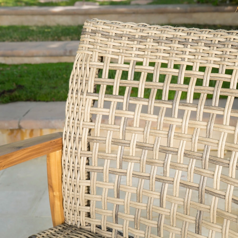 Hampton Outdoor Wood/Wicker Club Chair (Set of 2) by Christopher Knight Home