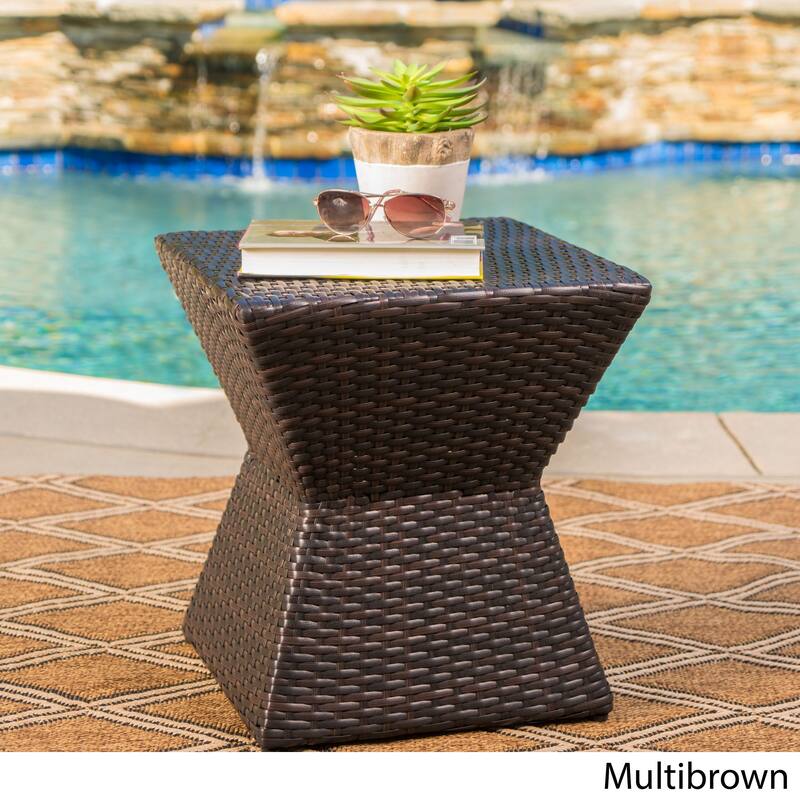 Calhoun Outdoor Square Wicker Side Table by Christopher Knight Home