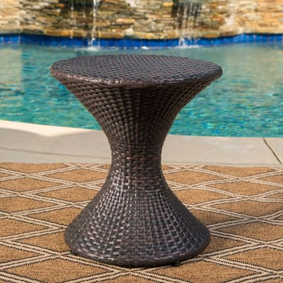 Franklin Outdoor Round Wicker Side Table by Christopher Knight Home