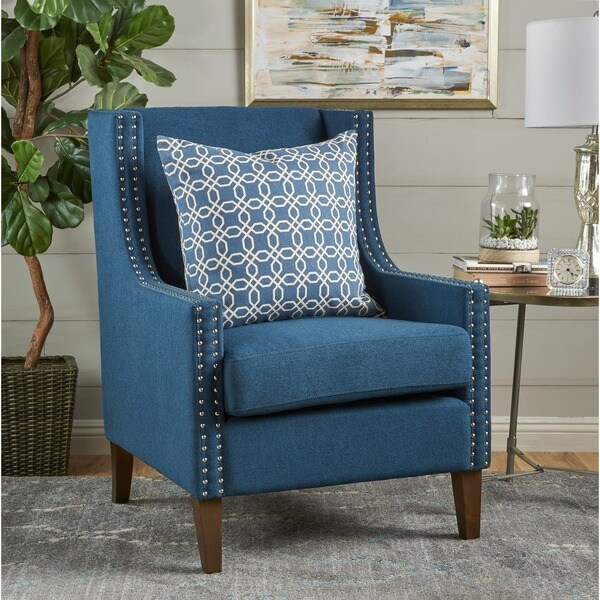 Kason Studded Fabric Arm Chair by Christopher Knight Home Free