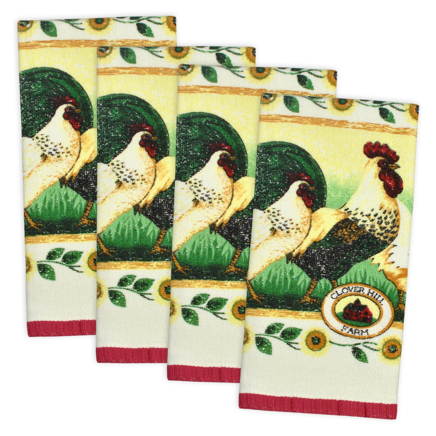 Set of 4 Roosters Kitchen Towels