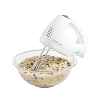 Hamilton Beach White 6 Speed Hand Mixer with Snap-On Case