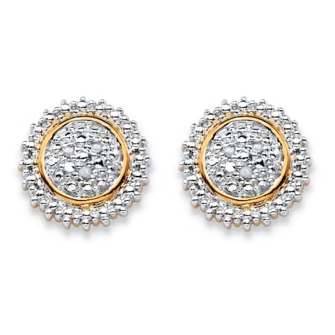 Yellow Gold-Plated Stud Earrings (11x11mm) Genuine Diamond Accent