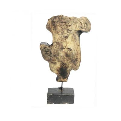 Creative Wooden Decoration with Metal Stand - Benzara
