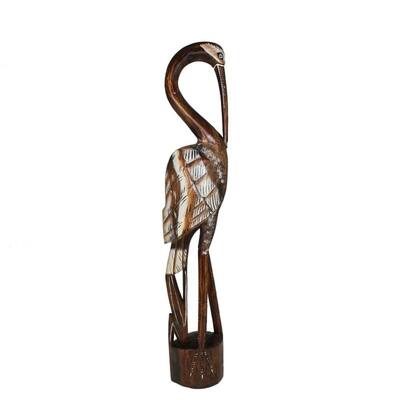 Inspirational Wooden Standing Heron - Benzara