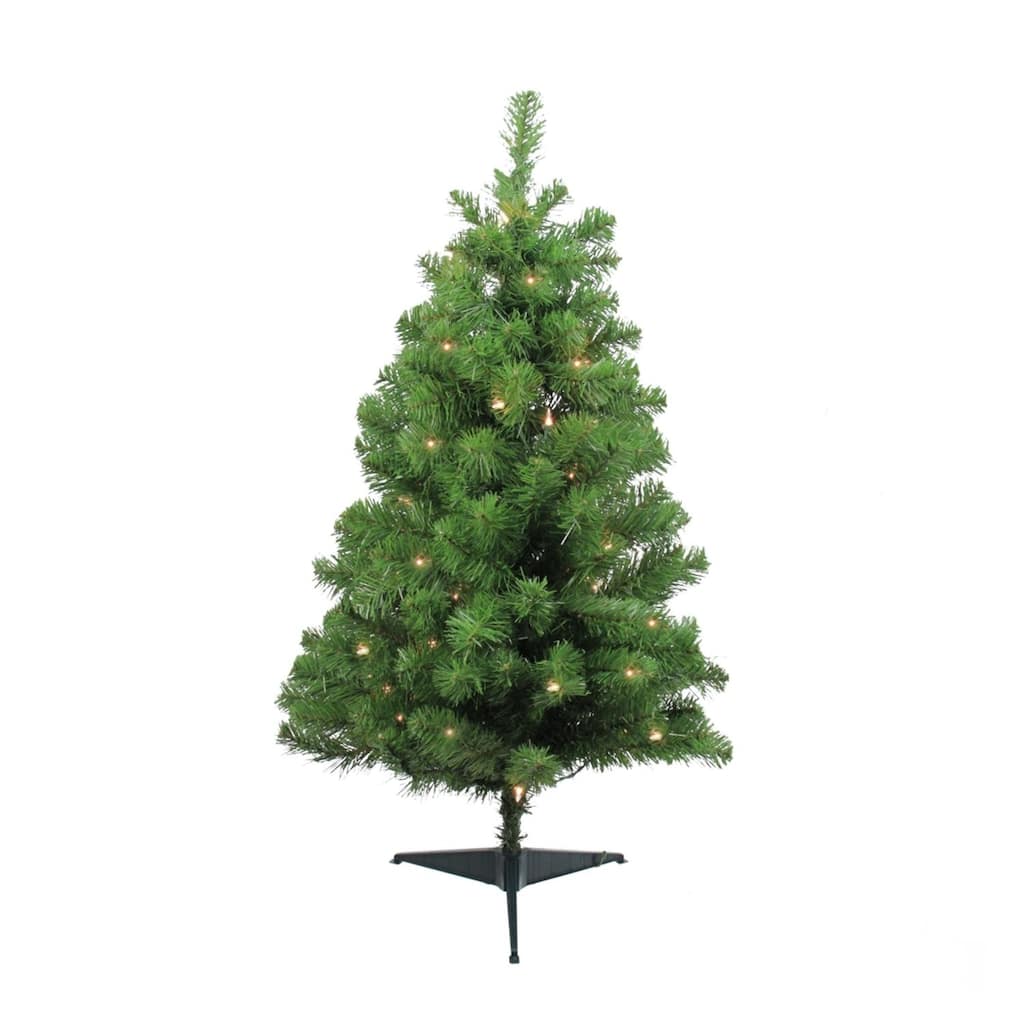 3' Pre-Lit Green Medium Blackwater Fir Artificial Christmas Tree - Clear Lights.