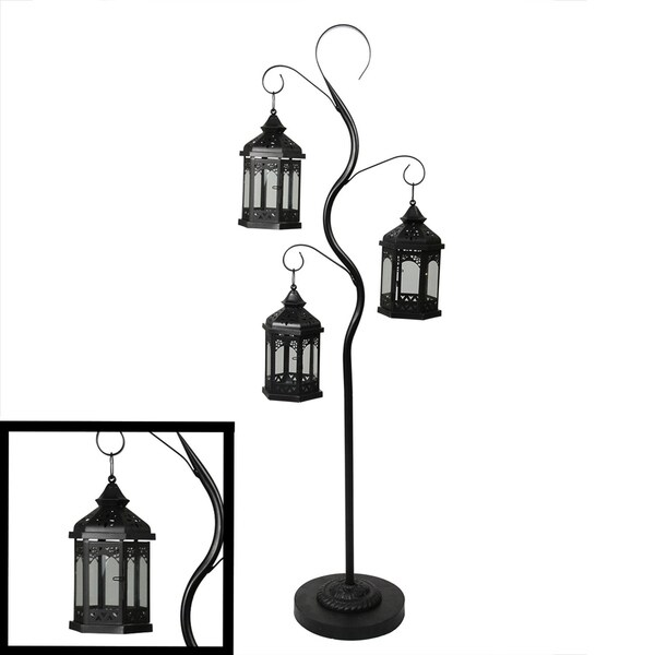 Shop 51 Rustic Black Pillar Candle Holder Tree With 3 Decorative