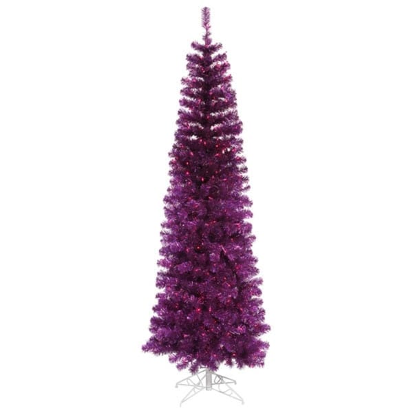 12 Pre Lit Purple Artificial Pencil Tinsel Christmas Tree 12 X27 Pre Lit Purple Artificial Pencil Tinsel Christmas Tree Lights