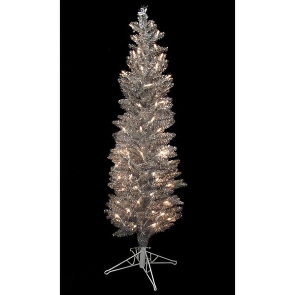 45 pre lit silver pewter artificial tinsel pencil christmas tree clear - Pre Lit Pencil Christmas Tree 45 pre lit silver pewter artificial tinsel pencil christmas tree clear - Pre Lit Pencil Christmas Tree