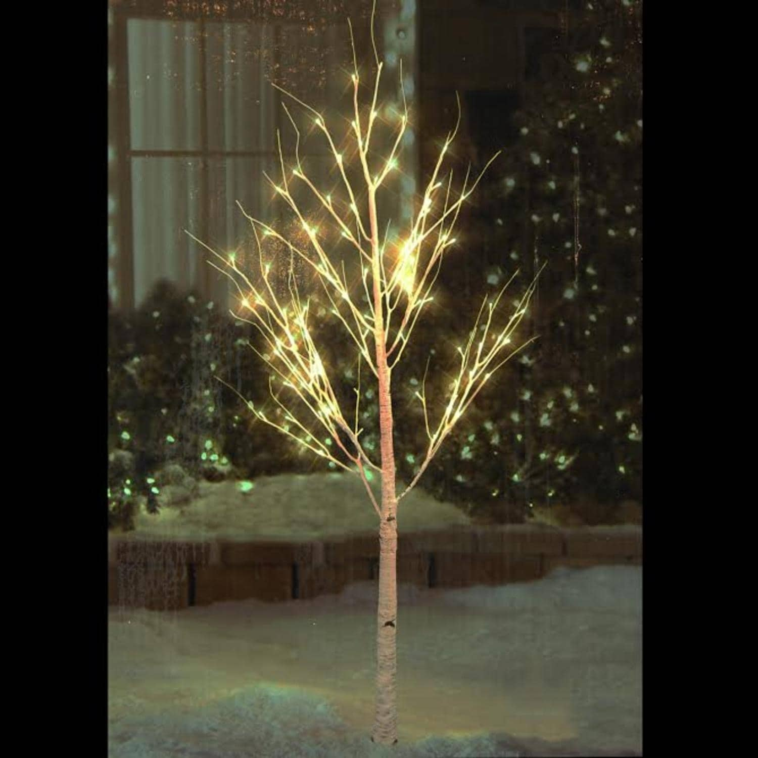 6' LED Lighted Black Christmas Twig Tree - Warm White Lights