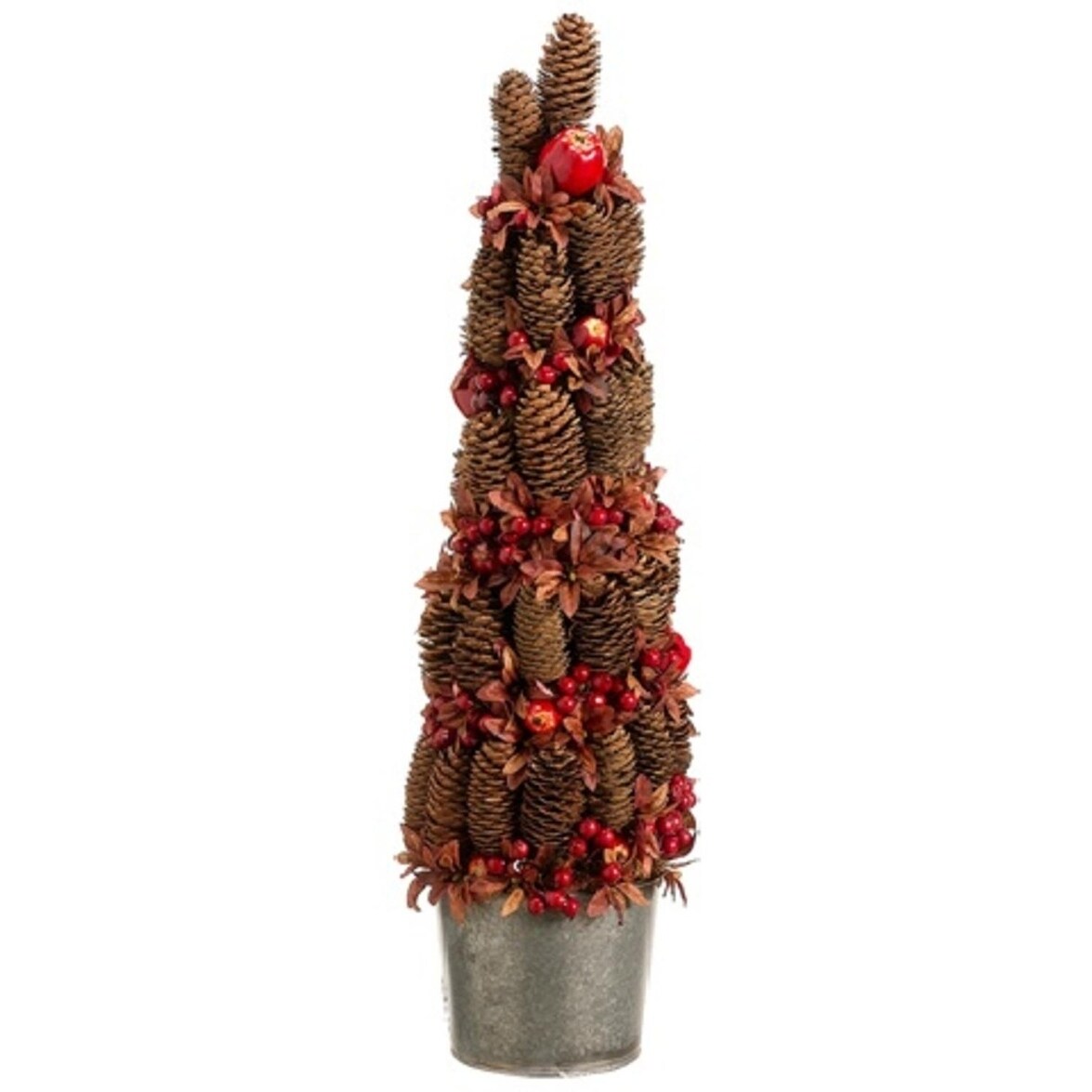 Shop 24 Potted Pine Cone Crab Apple Artificial Christmas Tree Unlit Overstock 16987325