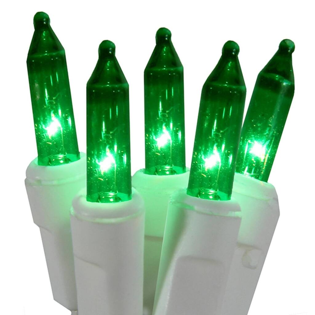 Set of 100 Super Bright Green Mini Christmas Lights - White Wire