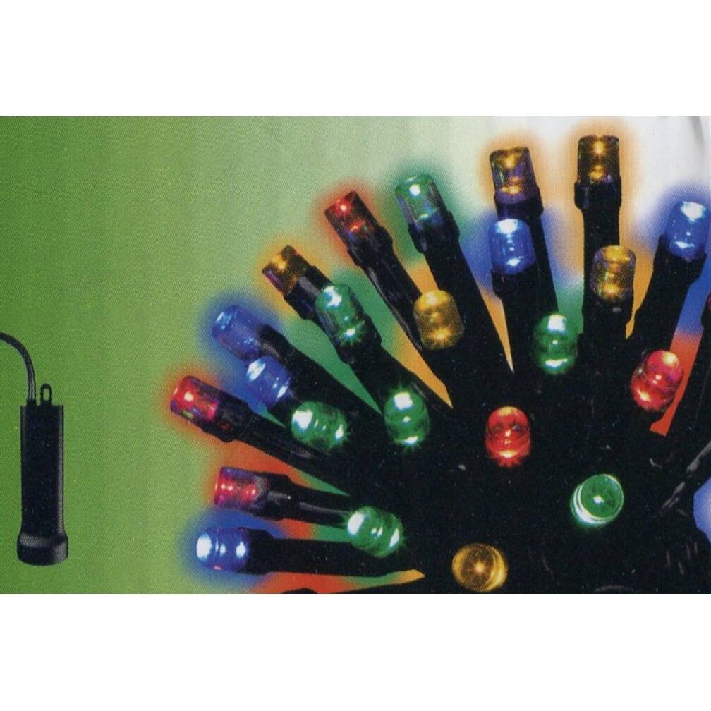 Set of 24 Multi LED Battery Operated 8-Function Christmas Lights - Black Wire