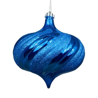 4ct shiny lavish blue glitter swirl shatterproof onion christmas ornaments 575 - Blue Christmas Ornaments 4ct shiny lavish blue glitter swirl shatterproof onion christmas ornaments 575 - Blue Christmas Ornaments