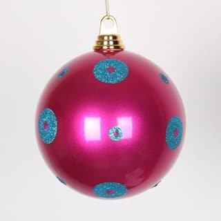 candy cerise pink w turquoise blue glitter polka dots commercial size christmas ball ornament 6 - Pink Christmas Decorations candy cerise pink w turquoise blue glitter polka dots commercial size christmas ball ornament 6 - Pink Christmas Decorations