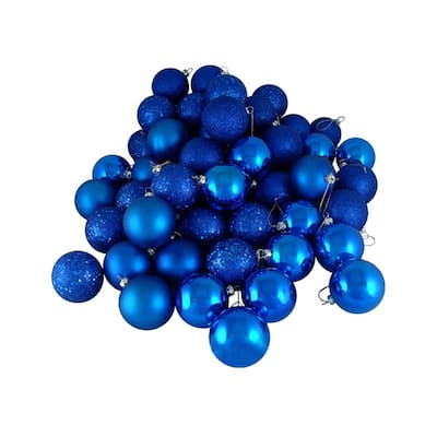 32ct Lavish Blue Shatterproof 4-Finish Christmas Ball Ornaments 3.25" (80mm)