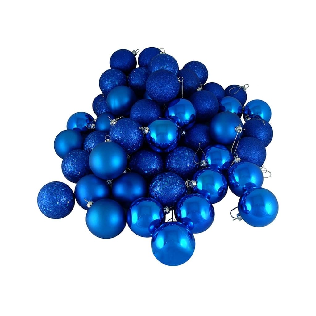 32ct Lavish Blue Shatterproof 4-Finish Christmas Ball Ornaments 3.25" (80mm)