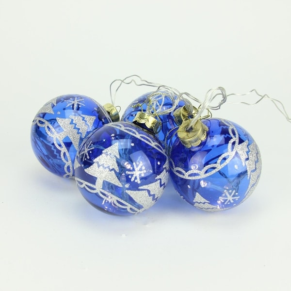 set of 4 battery operated blue glass ball led lighted christmas ornaments - Battery Operated Christmas Decorations set of 4 battery operated blue glass ball led lighted christmas ornaments - Battery Operated Christmas Decorations