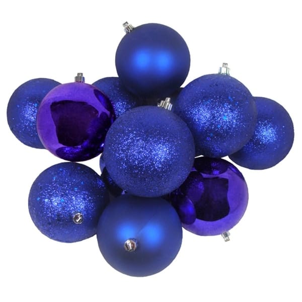 12ct Black Shatterproof 4-Finish Christmas Ball Ornaments 4