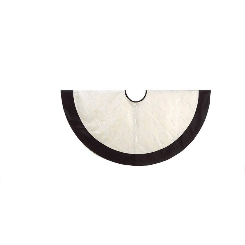 54" Glamour Time Black and Cream Floral Chantilly Lace Jacquard Christmas Tree Skirt