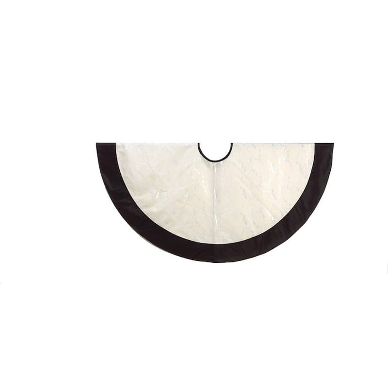 54" Glamour Time Black and Cream Floral Chantilly Lace Jacquard Christmas Tree Skirt