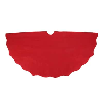 48" Red Scalloped Edge Christmas Tree Skirt - 48