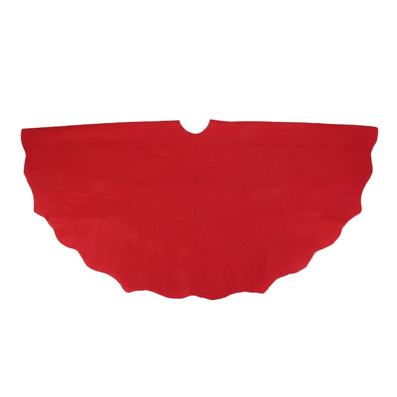 48" Red Scalloped Edge Christmas Tree Skirt - 48