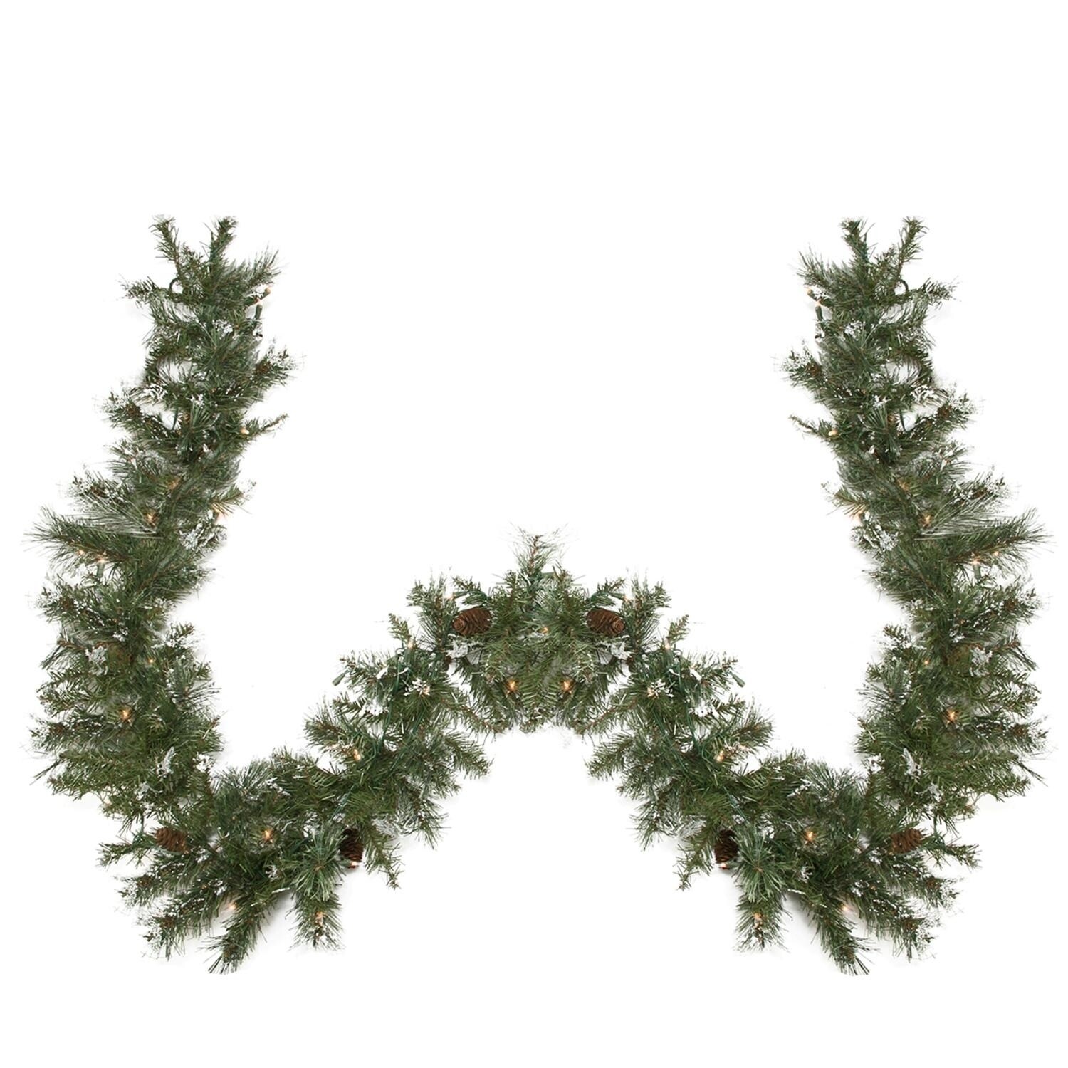 9' x 8 Pre-Lit Snow White Artificial Christmas Garland, Clear Lights