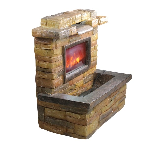 Shop 24 75 Tawny And Umber Brown Faux Stone Fireplace Waterfall