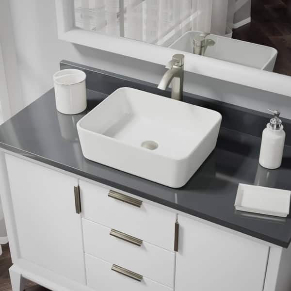 Porcelain Vessel Sink in Biscuit with 7006 Faucet and Pop-Up Drain in Brushed Nickel Porcelain Vessel Sink in Biscuit with 7006 Faucet and Pop-Up Drain in Brushed Nickel