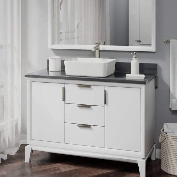 Porcelain Vessel Sink in Biscuit with 7006 Faucet and Pop-Up Drain in Brushed Nickel Porcelain Vessel Sink in Biscuit with 7006 Faucet and Pop-Up Drain in Brushed Nickel