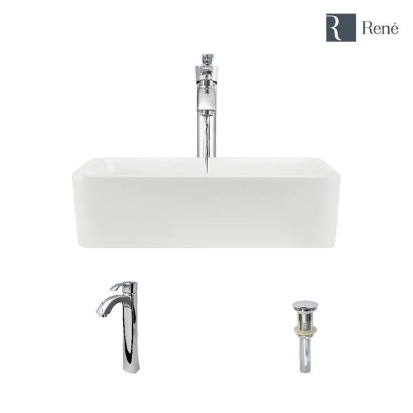 Porcelain Vessel Sink in Biscuit with 7006 Faucet and Pop-Up Drain in Brushed Nickel Porcelain Vessel Sink in Biscuit with 7006 Faucet and Pop-Up Drain in Brushed Nickel