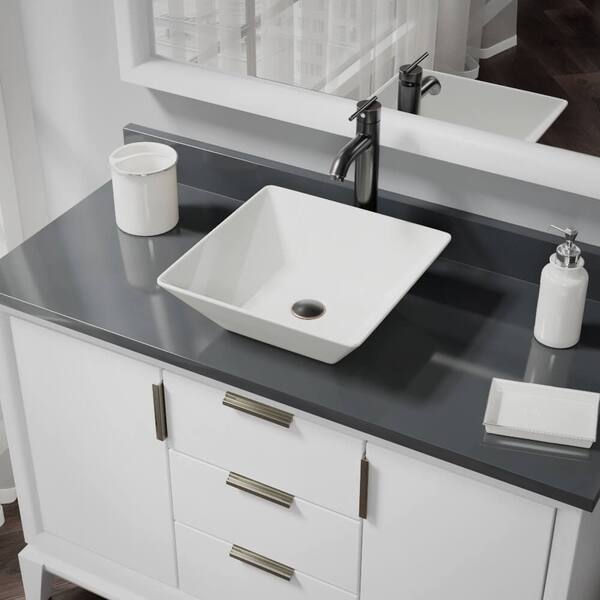 Porcelain Vessel Sink in Biscuit with 7001 Faucet and Pop-Up Drain in Chrome Porcelain Vessel Sink in Biscuit with 7001 Faucet and Pop-Up Drain in Chrome
