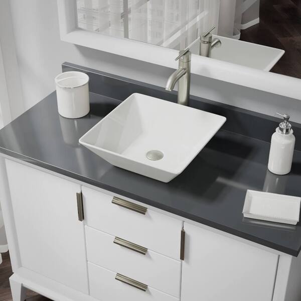 Porcelain Vessel Sink in Biscuit with 7001 Faucet and Pop-Up Drain in Chrome Porcelain Vessel Sink in Biscuit with 7001 Faucet and Pop-Up Drain in Chrome