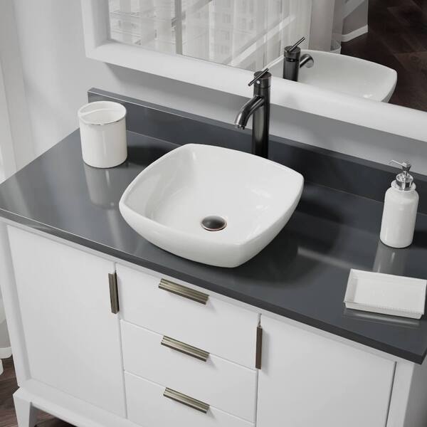 slide 2 of 12, R2-5011-B-R9-7001 Biscuit Porcelain Vessel Sink with Vessel Faucet and Vessel Pop-Up Drain