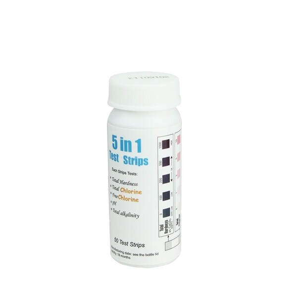 Premium 5-in-1 Water Maintenance Test Strips for Swimming Pools and Spas - White
