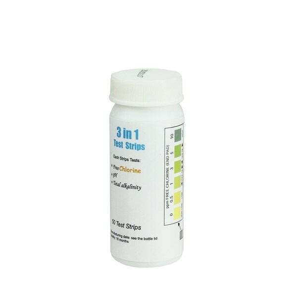Premium 3-in-1 Water Maintenance Test Strips for Swimming Pools and Spas - White