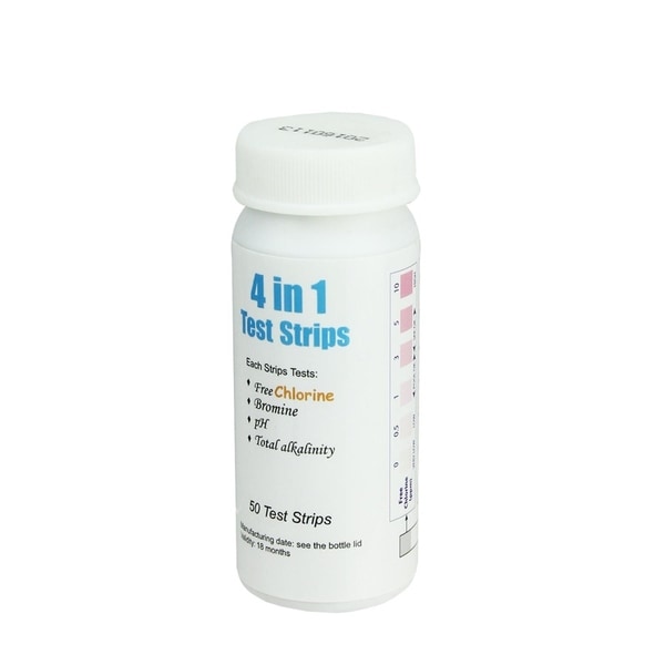 Premium 4-in-1 Water Maintenance Test Strips for Swimming Pools and Spas - White