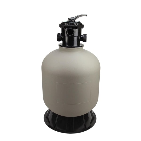 16" High Performance Top-Mount Pool and Spa Sand Filter with 6-Way Valve - 100 lbs. Sand Required - Black